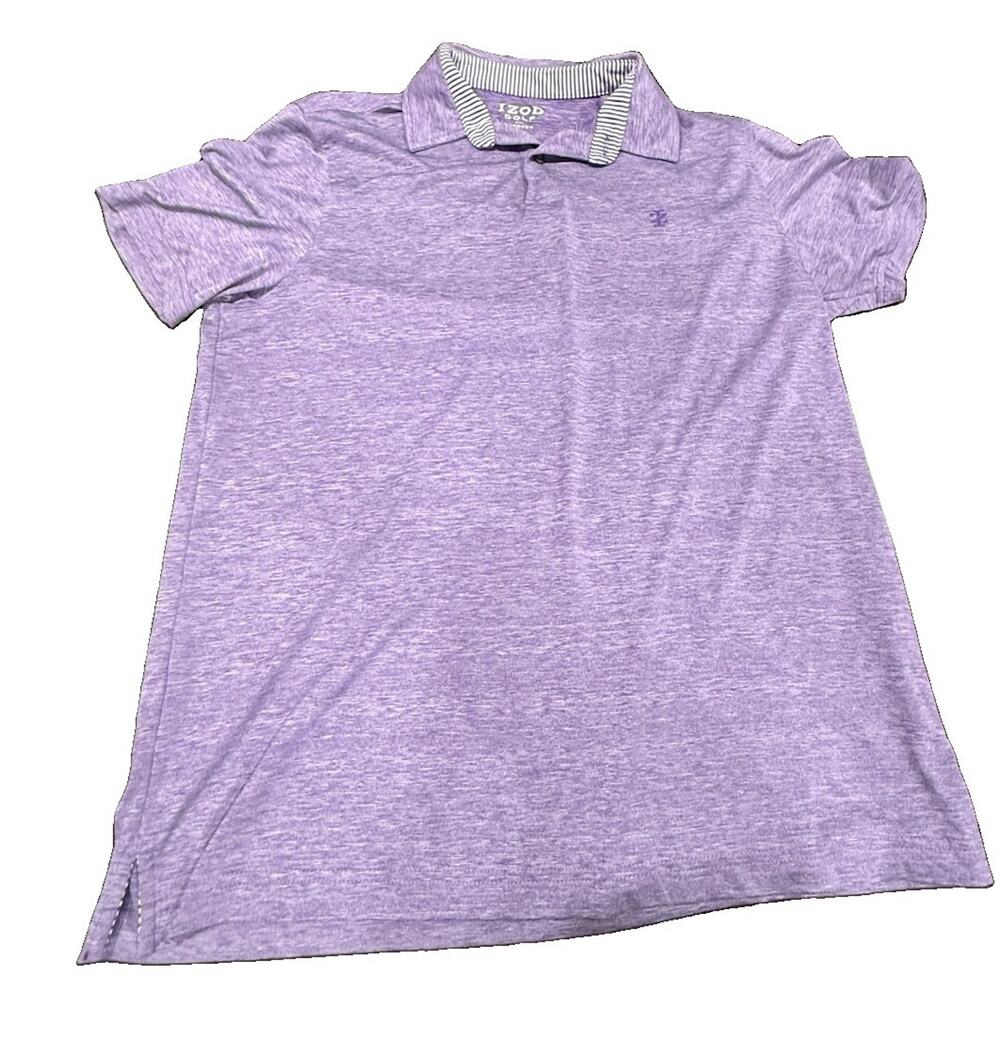 IZOD Golf Mens Medium Purple Heather Stretch Performance Polo Shirt Short Sleeve